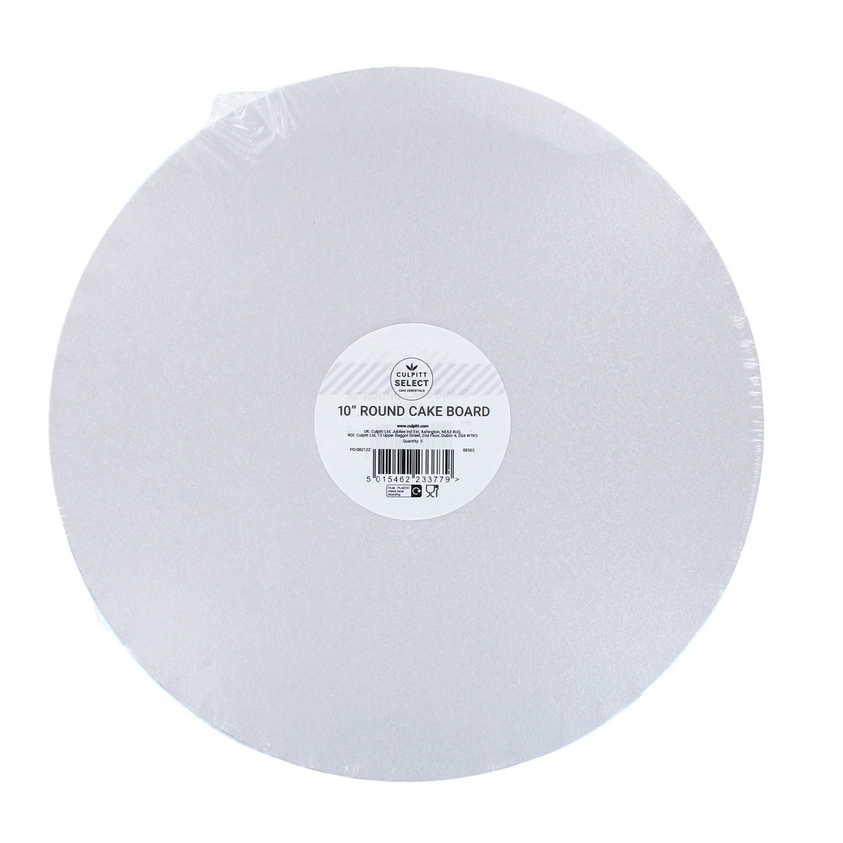 10" (254mm) Lightweight White Cake Drum - 12mm - Round