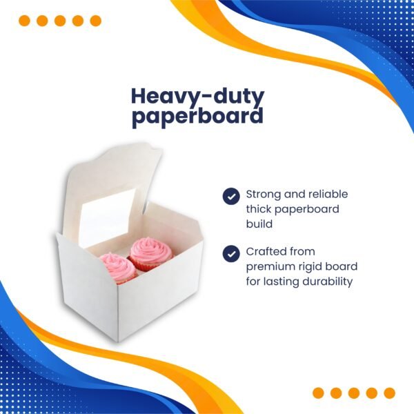 2 Hole Cupcake Boxes with Clear Window | White Display Box - photo 4