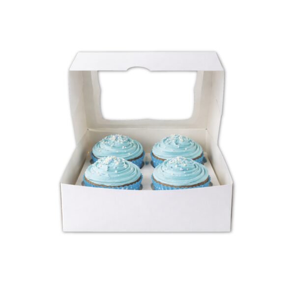4 Hole Cupcake Boxes with Clear Window | White Display Box - photo 3