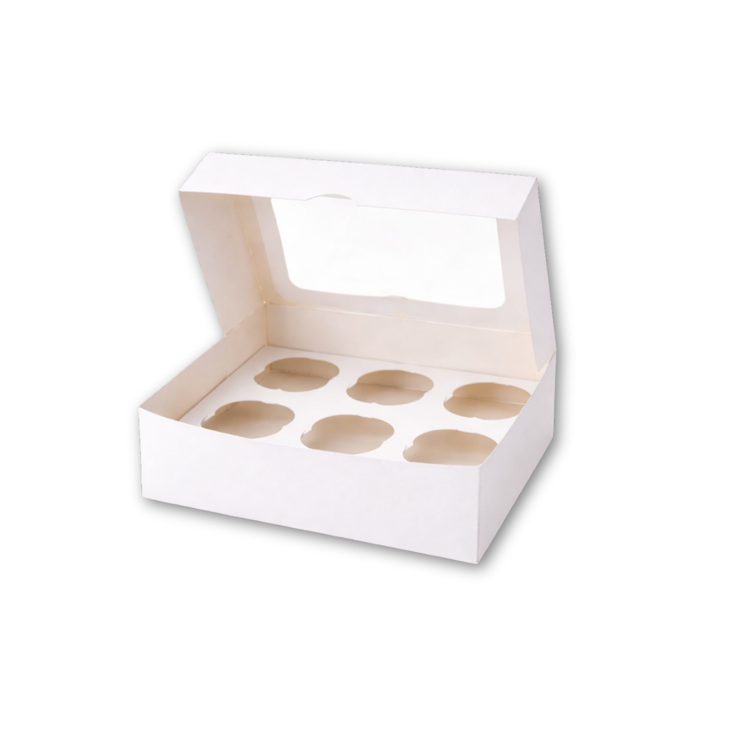 SAMZ Packaging White 6 Hole Cupcake Display Boxes with Clear Window – Perfect for Muffins, Fairy Cakes & Desserts