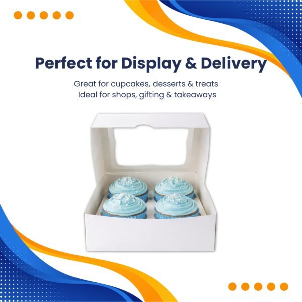 4 Hole Cupcake Boxes with Clear Window | White Display Box - photo 4