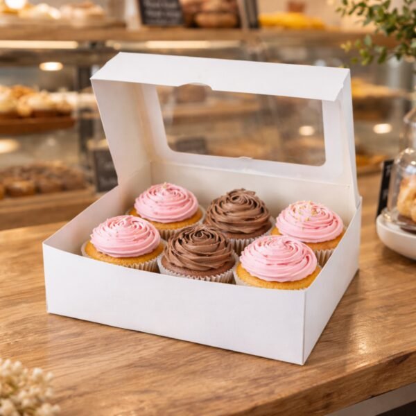 6 Hole Cupcake Boxes with Clear Window | White Display Box - photo 8
