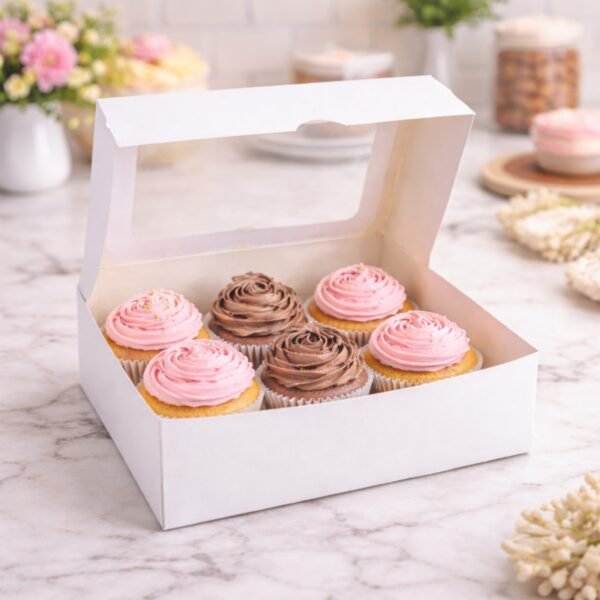 6 Hole Cupcake Boxes with Clear Window | White Display Box - photo 7