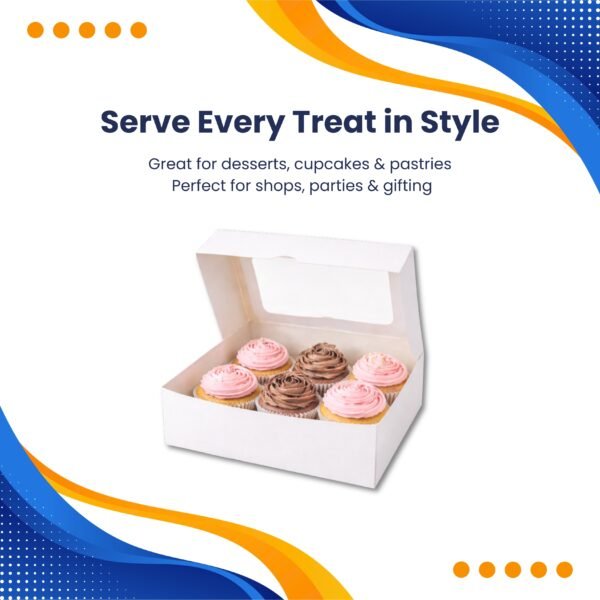 6 Hole Cupcake Boxes with Clear Window | White Display Box - photo 2