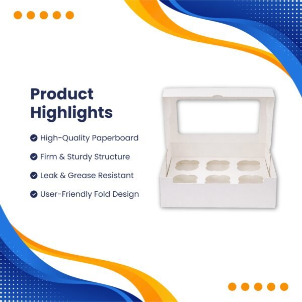 6 Hole Cupcake Boxes with Clear Window | White Display Box - photo 4