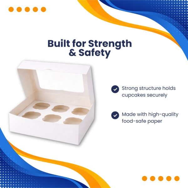 6 Hole Cupcake Boxes with Clear Window | White Display Box - photo 3