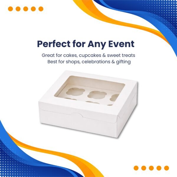 6 Hole Cupcake Boxes with Clear Window | White Display Box - photo 5