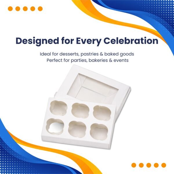 6 Hole Cupcake Boxes with Clear Window | White Display Box - photo 6