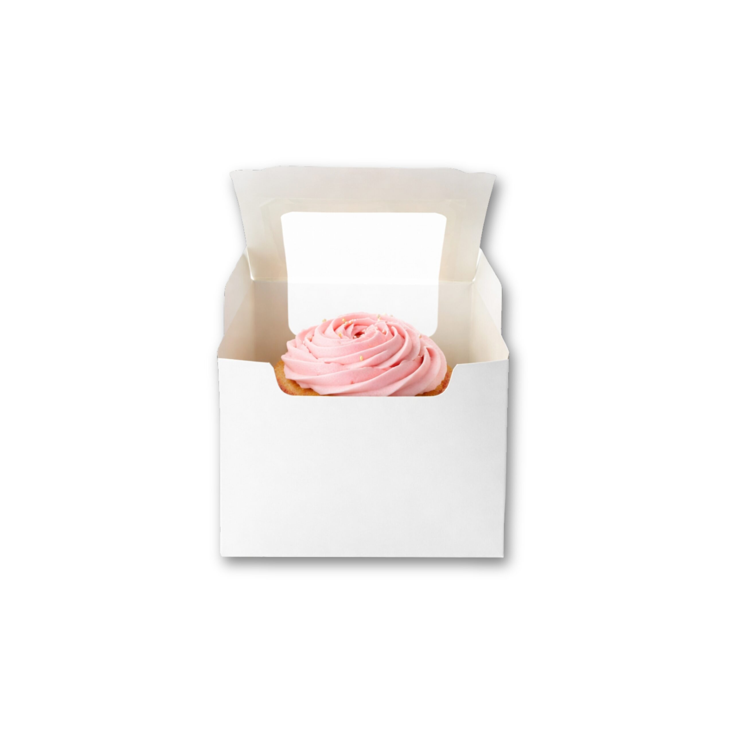 SAMZ Packaging White Single Cupcake Display Boxes with Clear Window – Perfect for Muffins, Fairy Cakes & Desserts