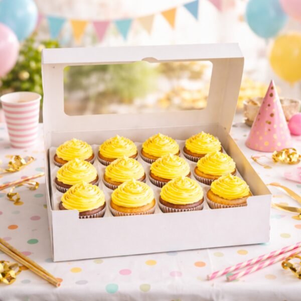 12 Hole Cupcake Boxes with Clear Window | White Display Box - photo 6