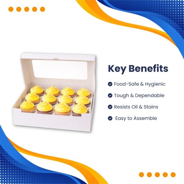 12 Hole Cupcake Boxes with Clear Window | White Display Box - photo 5