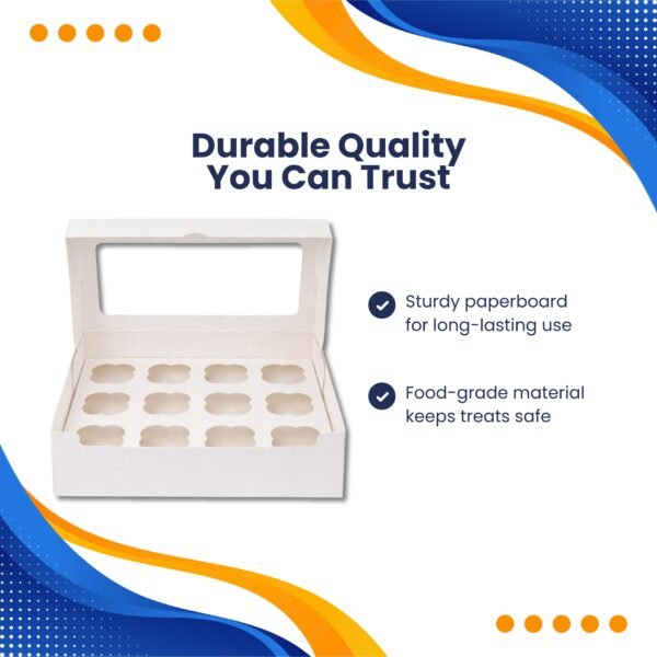 12 Hole Cupcake Boxes with Clear Window | White Display Box - photo 4