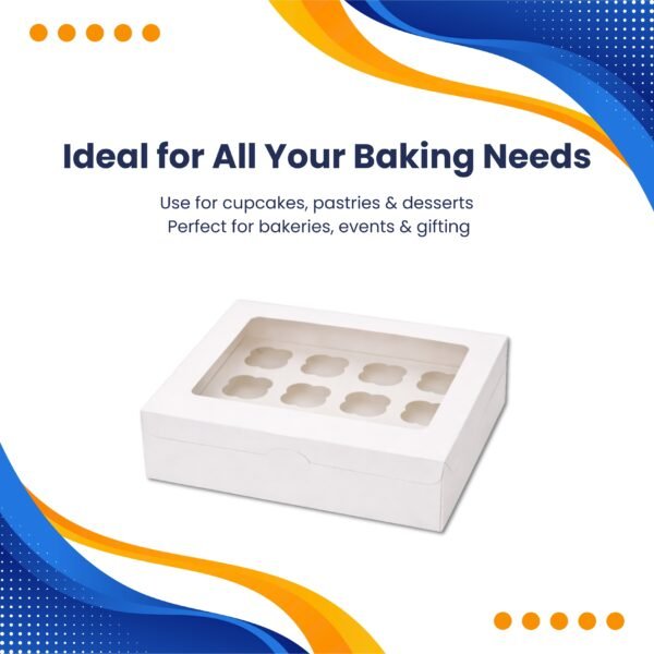 12 Hole Cupcake Boxes with Clear Window | White Display Box - photo 2