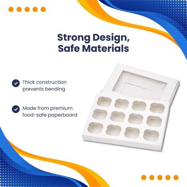 12 Hole Cupcake Boxes with Clear Window | White Display Box - photo 3