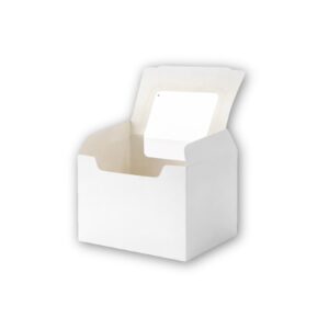 SAMZ Packaging White Single Cupcake Display Boxes with Clear Window – Perfect for Muffins, Fairy Cakes & Desserts