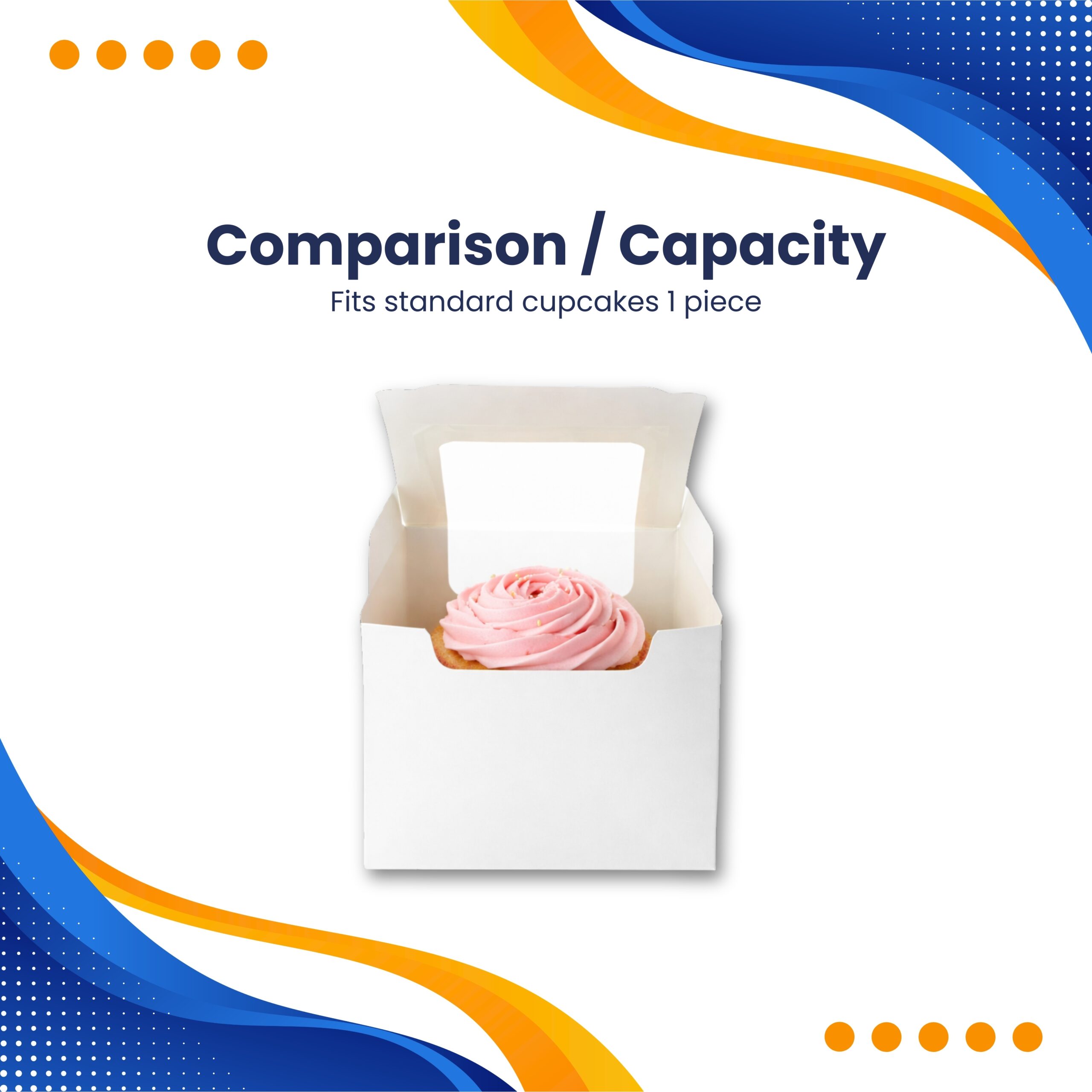 SAMZ Packaging White Single Cupcake Display Boxes with Clear Window – Perfect for Muffins, Fairy Cakes & Desserts