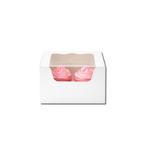 2 Hole Cupcake Boxes with Clear Window | White Display Box - photo 3