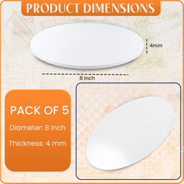 10" Silver Round Cake Board | Strong 4mm Thick Cake Drum - photo 2