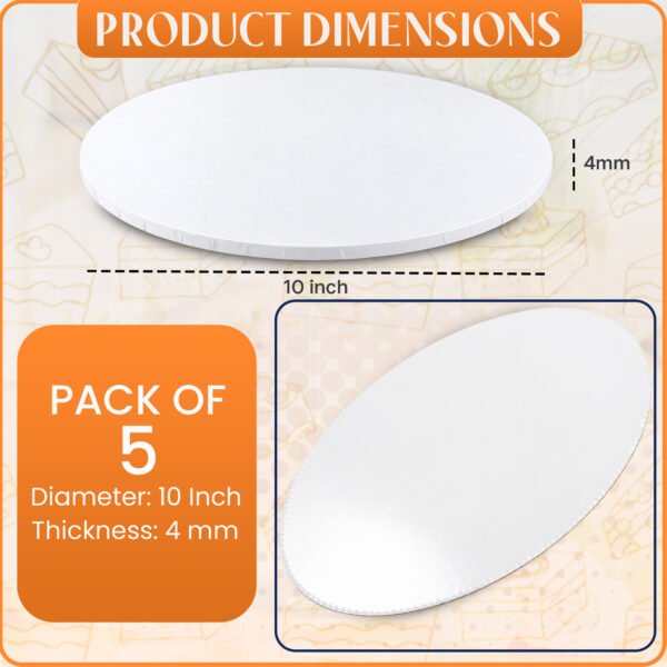 10" White Round Cake Board | Glossy Masonite, 4mm Thick - photo 2