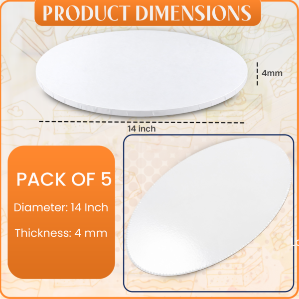 14" White Round Cake Board | Glossy Masonite, 4mm Thick - photo 2