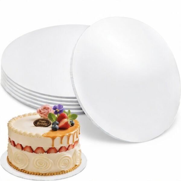 12" White Round Cake Board | Glossy Masonite, 4mm Thick - photo 3