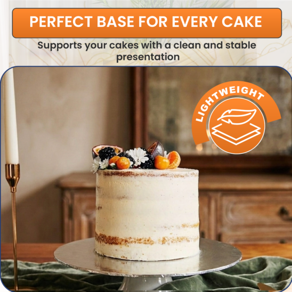 10" Silver Round Cake Board | Strong 4mm Thick Cake Drum - photo 4