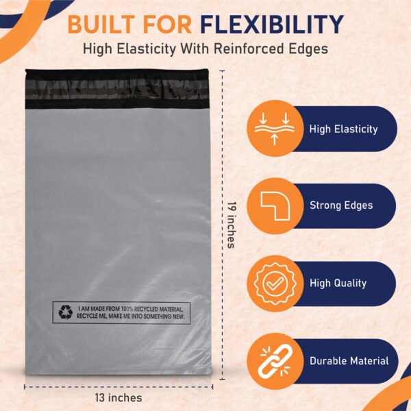 Grey Mailing Bags 13x19 Inch | Self-Seal Parcel Bags - photo 3