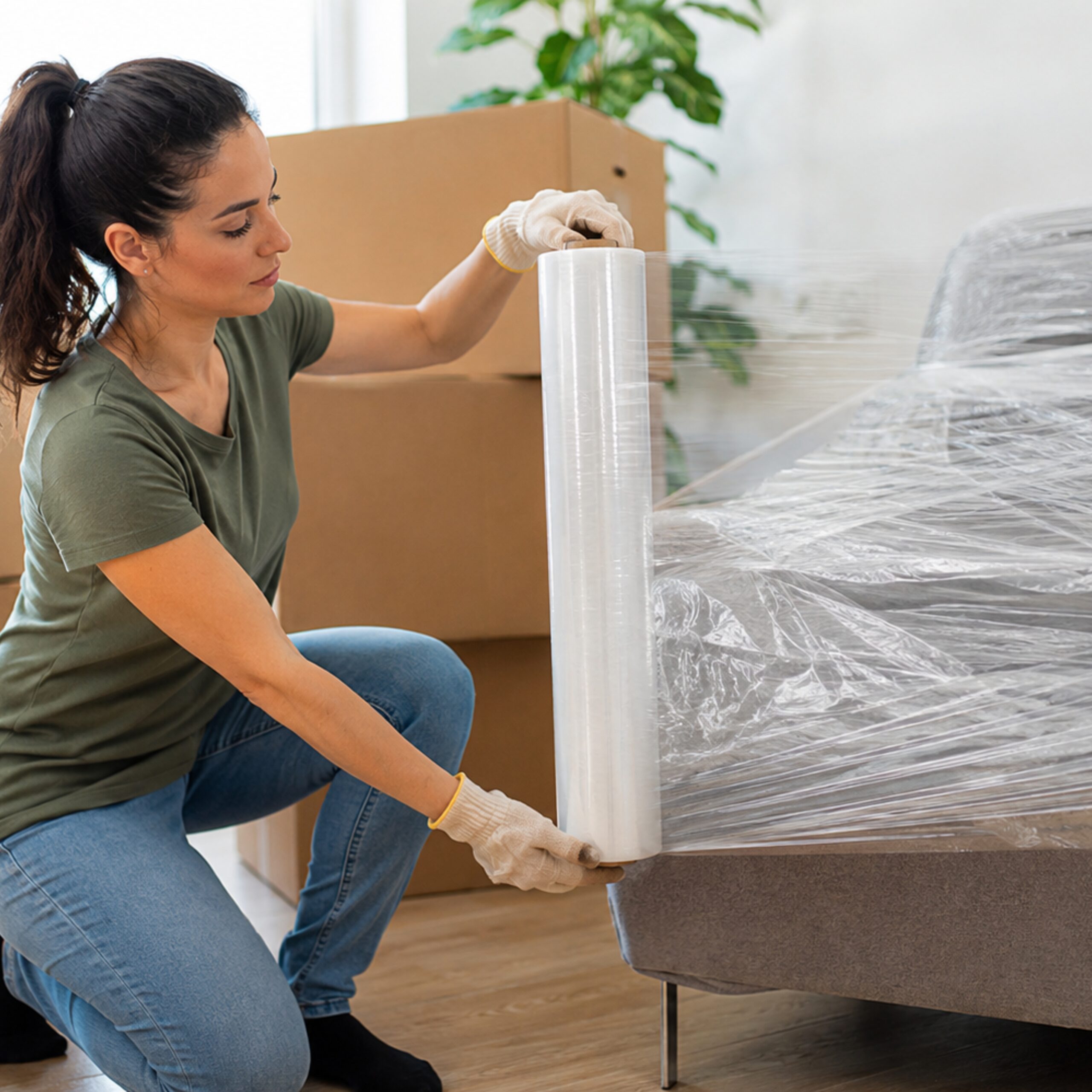 SAMZ Packaging Heavy Duty Transparent Pallet Wrap Roll, Clear Stretch Film for Pallet Wrapping, Strong Plastic Wrapping Film for Moving, Storage, Shipping & Warehouse Packaging