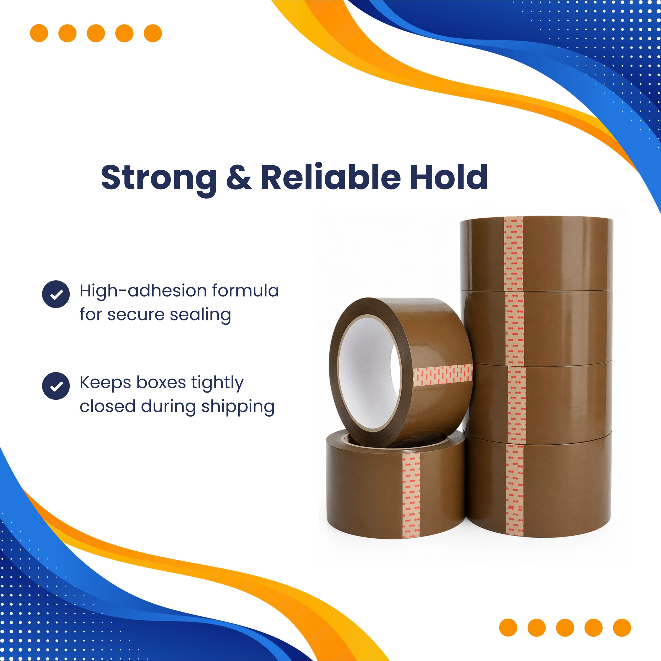SAMZ Packaging Brown Packing Tape, Strong Adhesive Buff Packaging Tape, Heavy Duty Parcel Sealing Tape for Boxes, Shipping, Moving