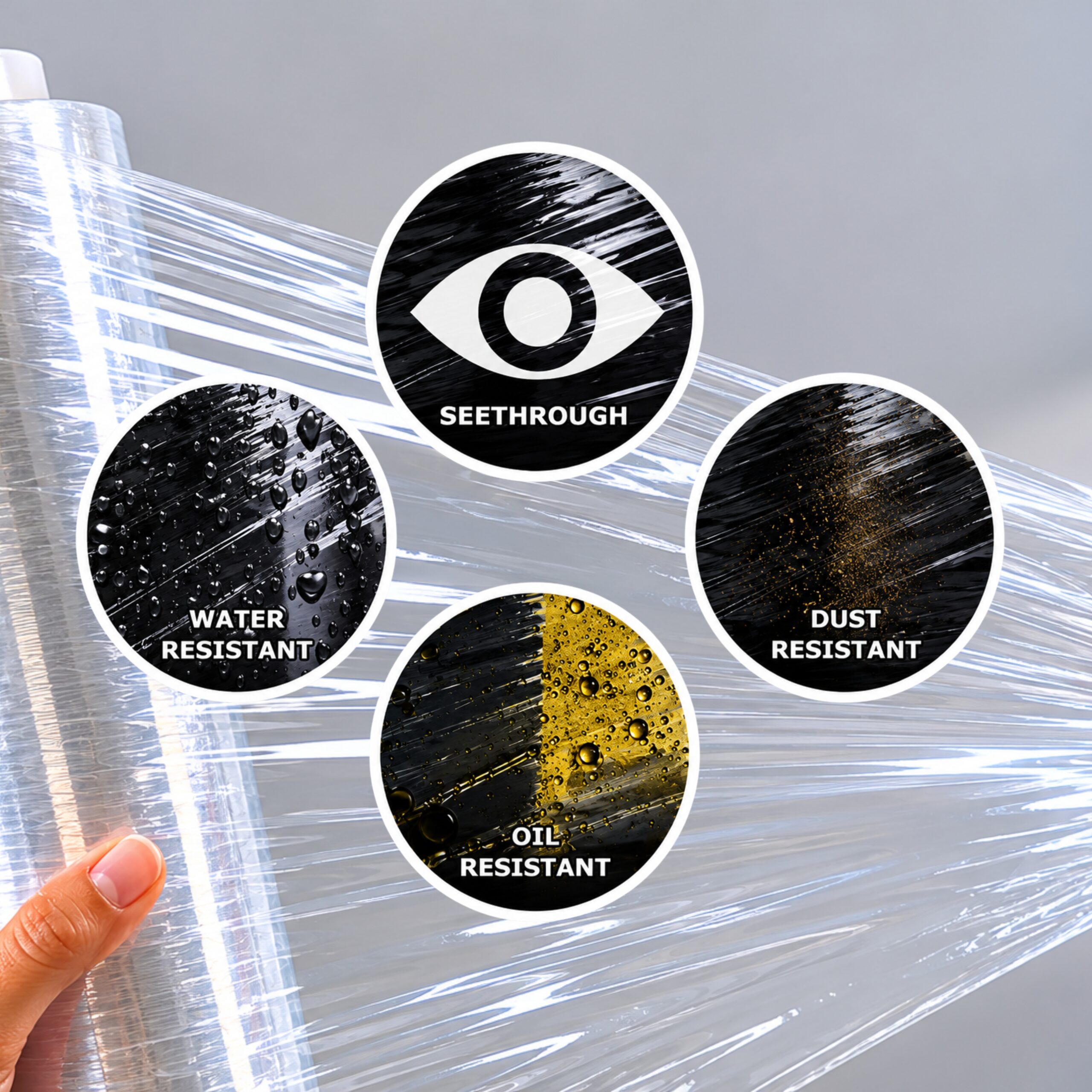 SAMZ Packaging Heavy Duty Transparent Pallet Wrap Roll, Clear Stretch Film for Pallet Wrapping, Strong Plastic Wrapping Film for Moving, Storage, Shipping & Warehouse Packaging