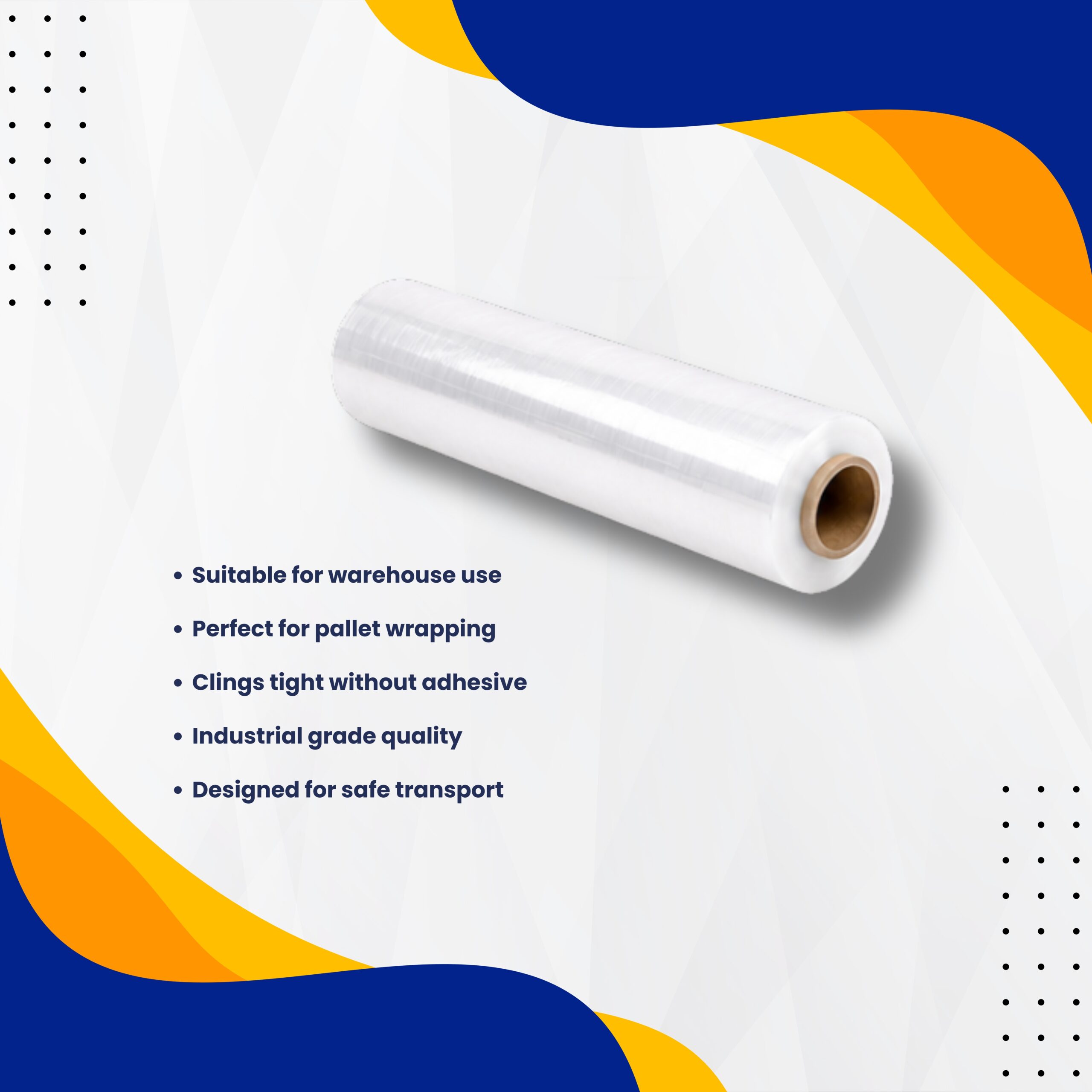 SAMZ Packaging Heavy Duty Transparent Pallet Wrap Roll, Clear Stretch Film for Pallet Wrapping, Strong Plastic Wrapping Film for Moving, Storage, Shipping & Warehouse Packaging