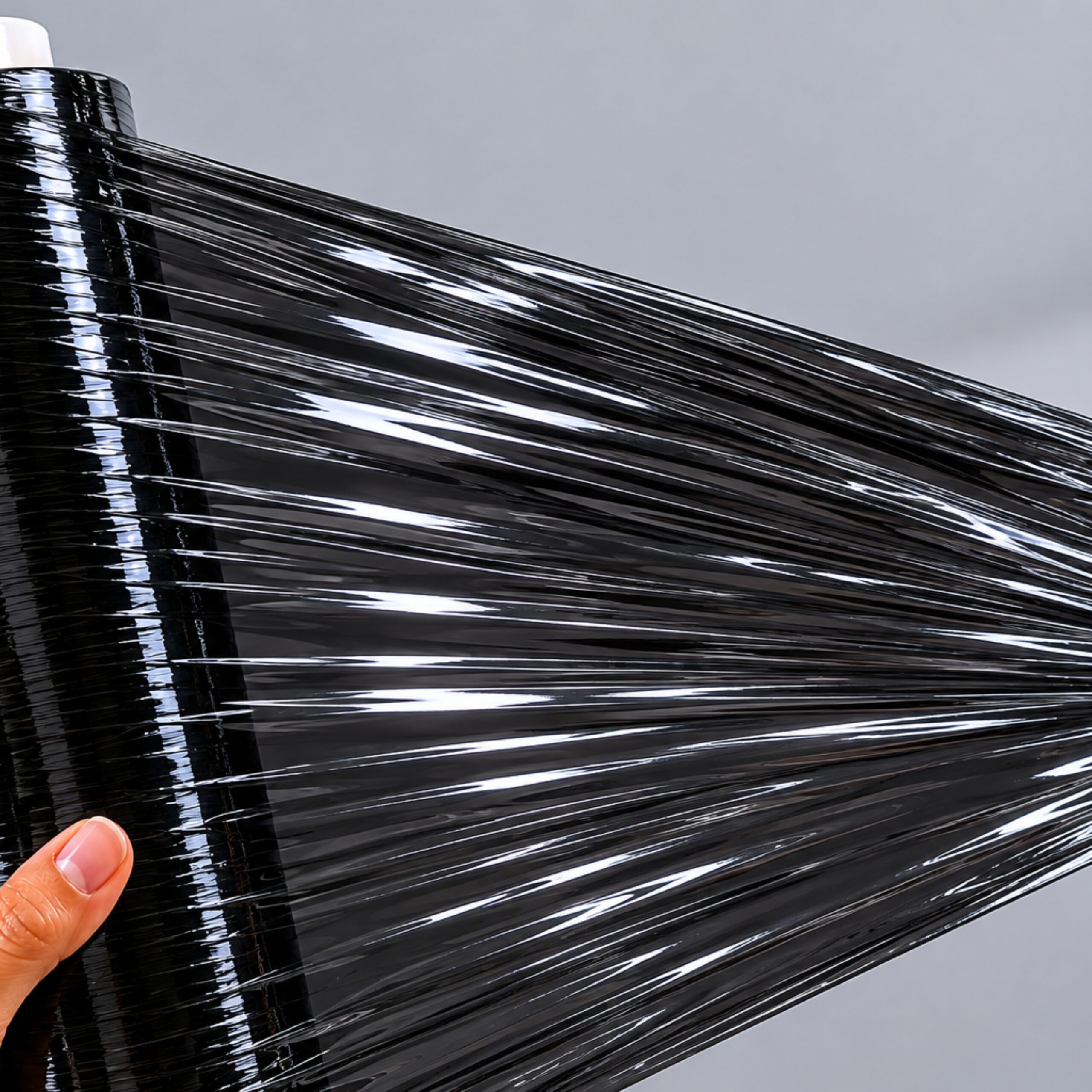 SAMZ Packaging Heavy Duty Black Pallet Wrap Roll, Black Stretch Film for Pallet Wrapping, Strong Plastic Shrink Wrap for Moving, Storage, Shipping & Warehouse Packaging