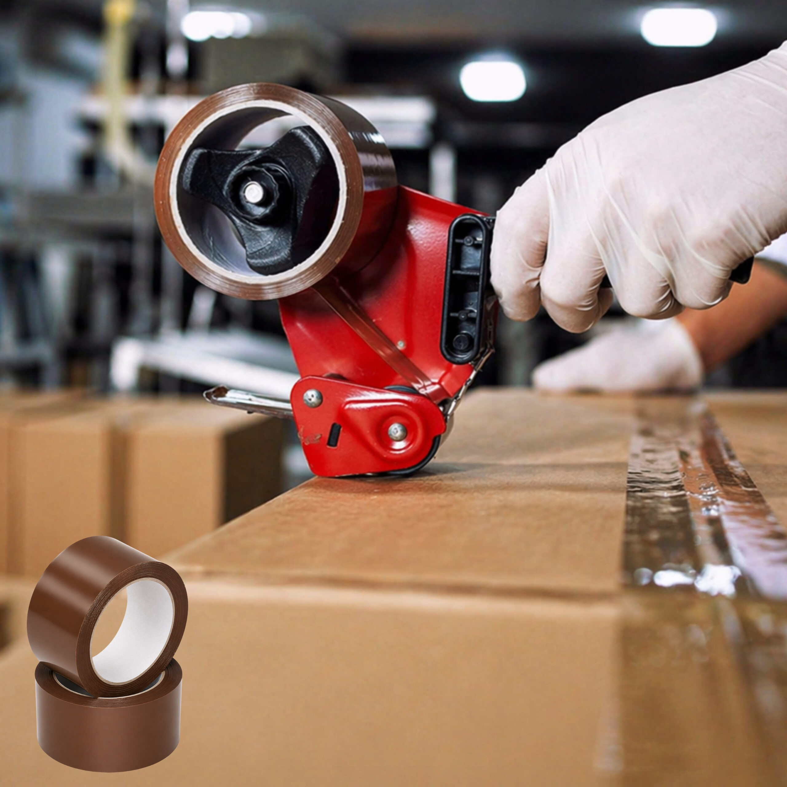 SAMZ Packaging Brown Packing Tape, Strong Adhesive Buff Packaging Tape, Heavy Duty Parcel Sealing Tape for Boxes, Shipping, Moving